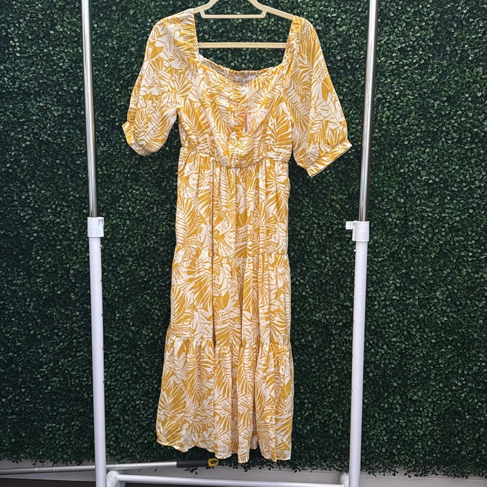 Chicwish yellow floral dress in size L